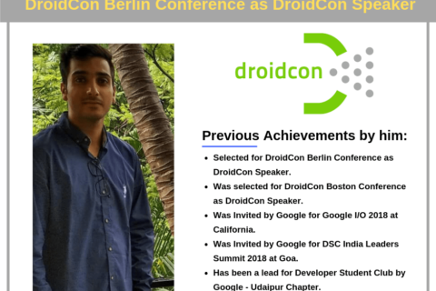 Techno NJR Alumnus, Akshay Nandwana selected for DroidCon Berlin Conference as DroidCon Speaker