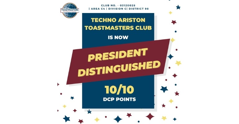 Techno NJR club "Techno Ariston" has achieved the *President's Distinguished* Club Status!