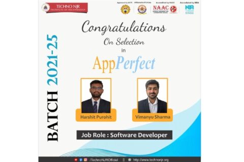 [PLACEMENT 2024-25]: AppPerfect Selects 2 Techno NJR students.